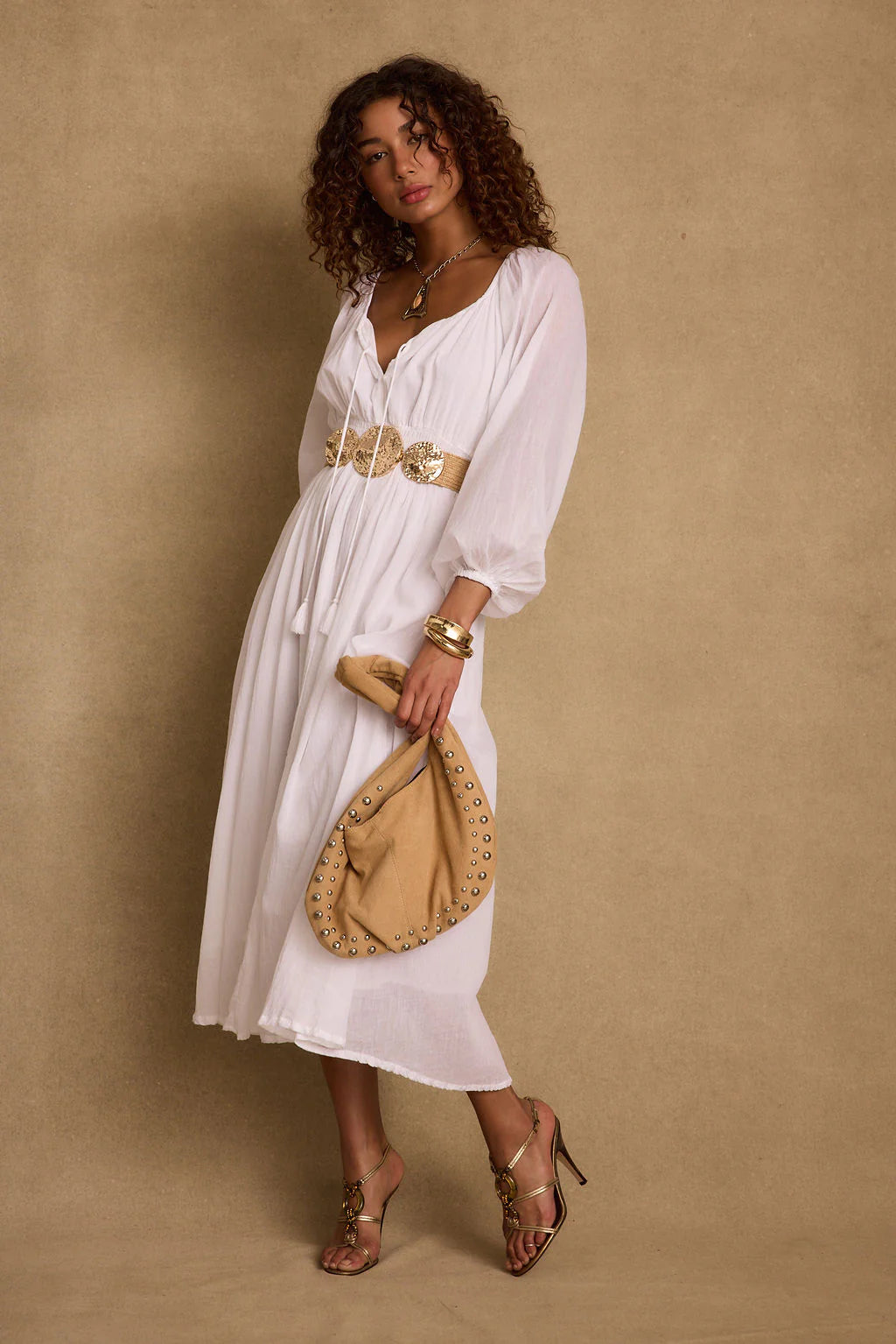 Danika White Linen Maxi Dress
