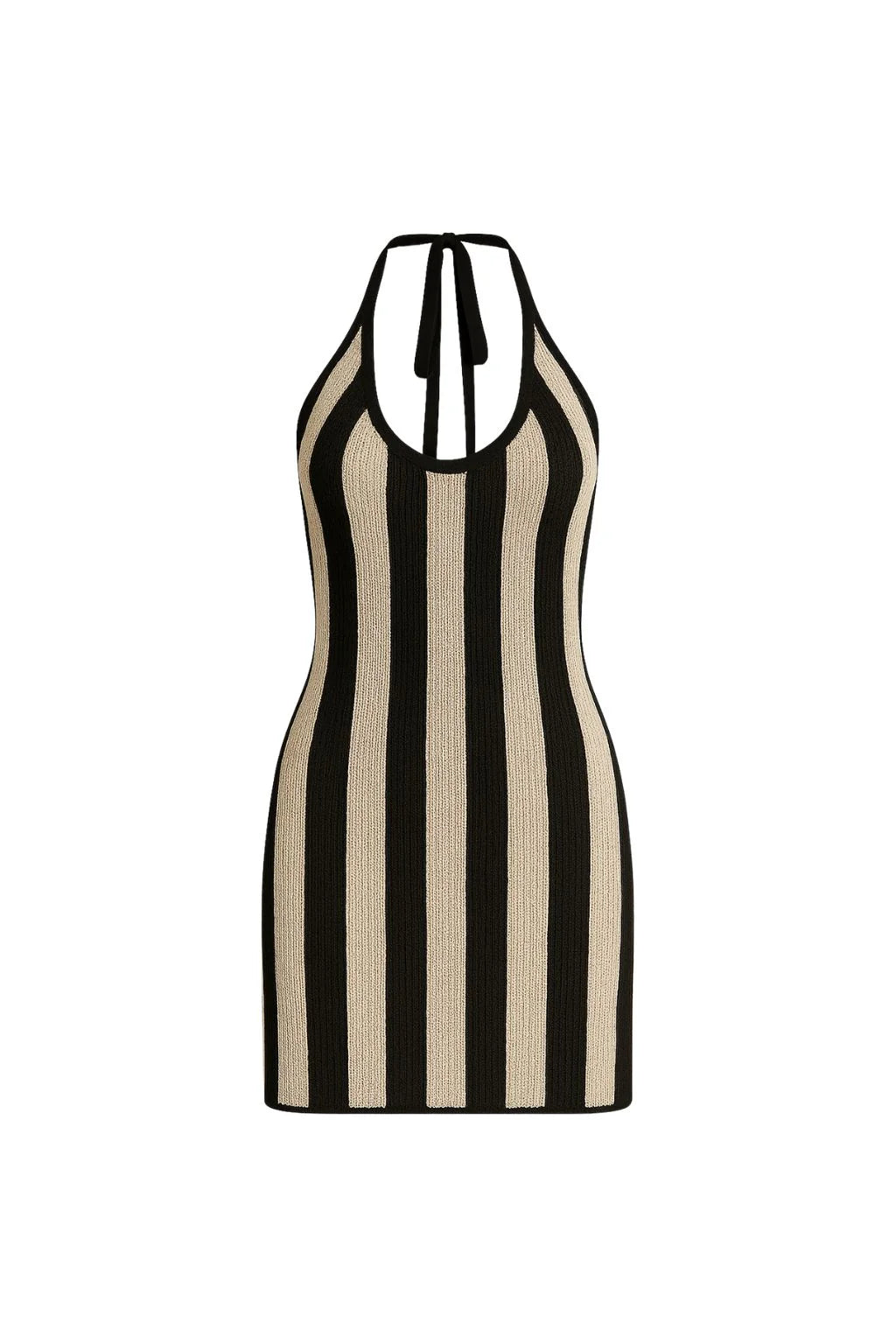 Risa Black Striped Knit Mini Dress