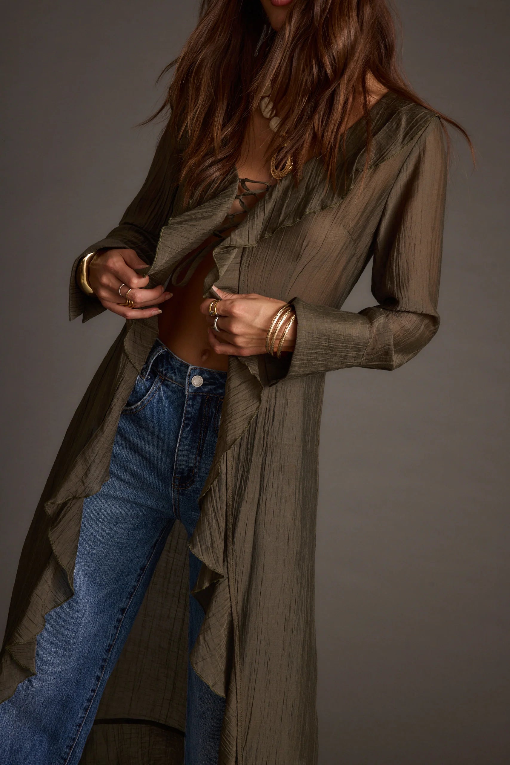 Naomi Olive Longline Top