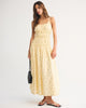 Bra-Free Smocked Drop-Waist Maxi Dress-Yellow