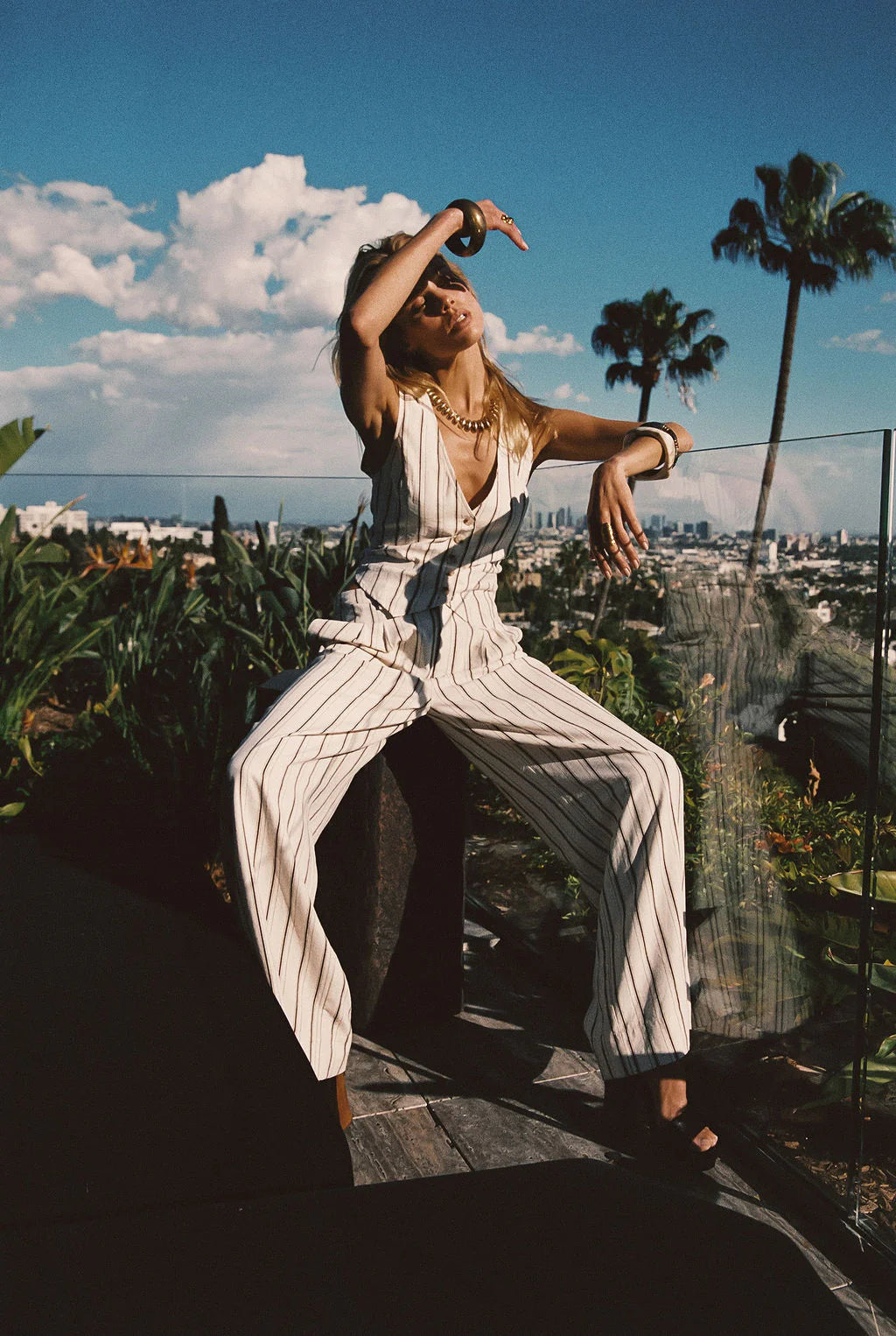 Diane White Striped Vest