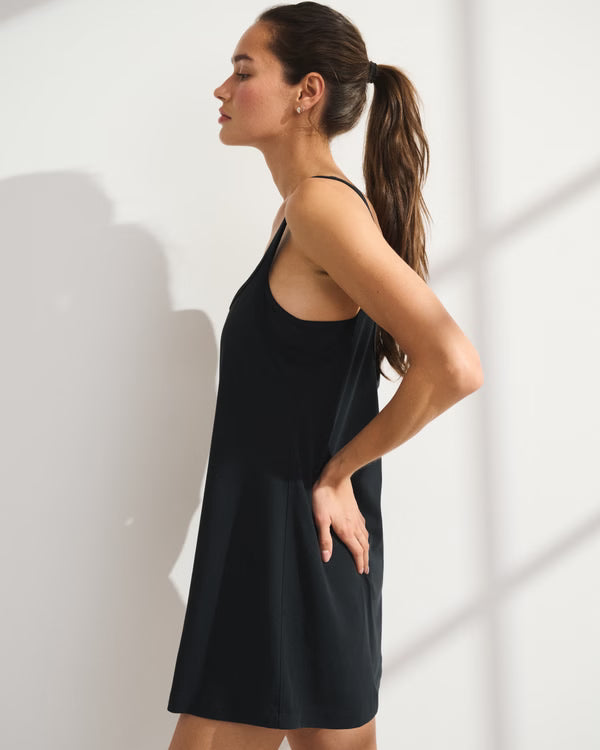 YPB On The Go Double-Layered Mini Dress-Black