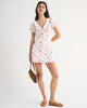 Short-Sleeve Collared Mini Dress-White Floral