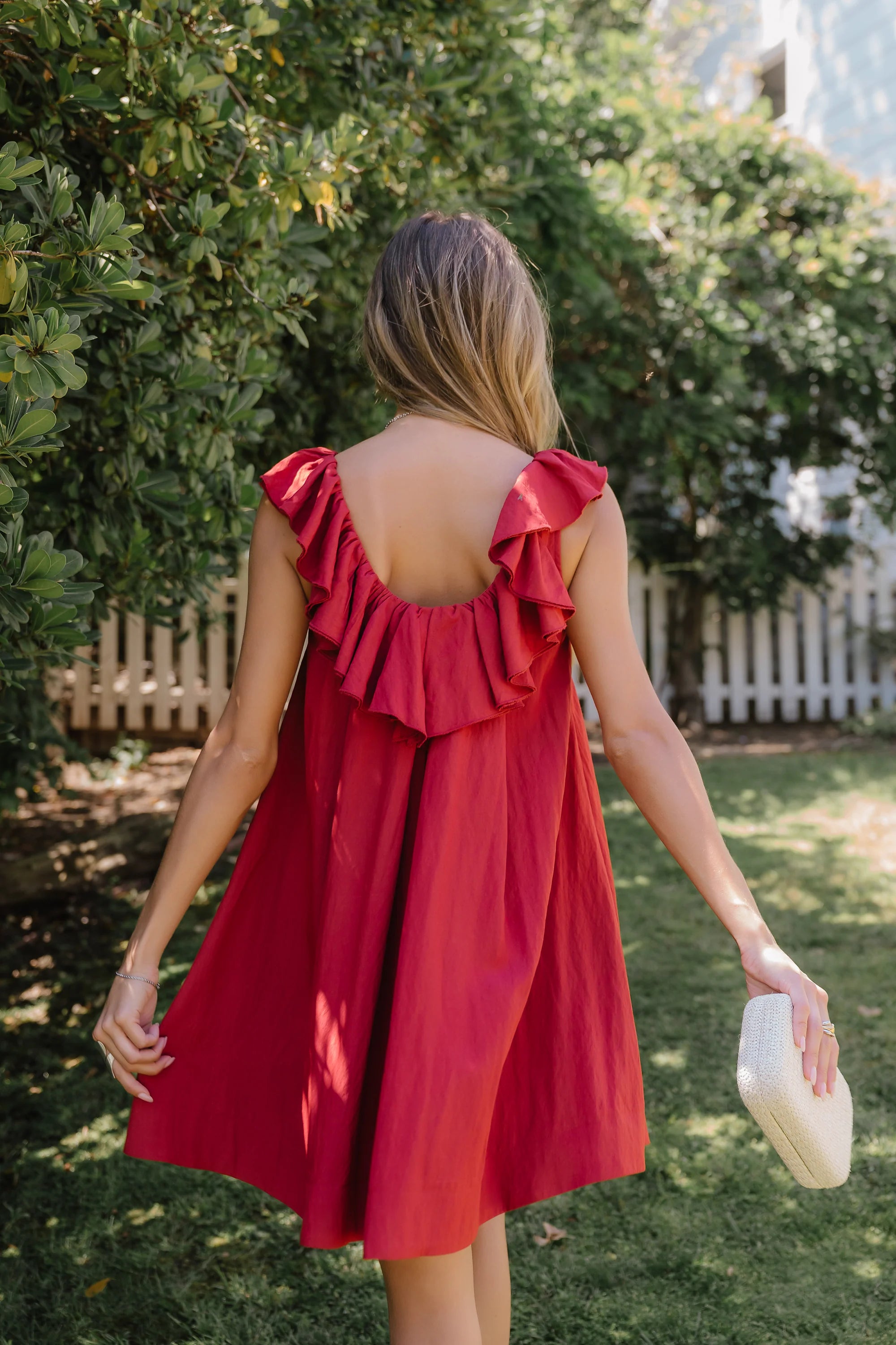 Juliet Ruffle Mini Dress in Red