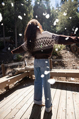 Toddy Espresso and Ivory Zip Up Sweater