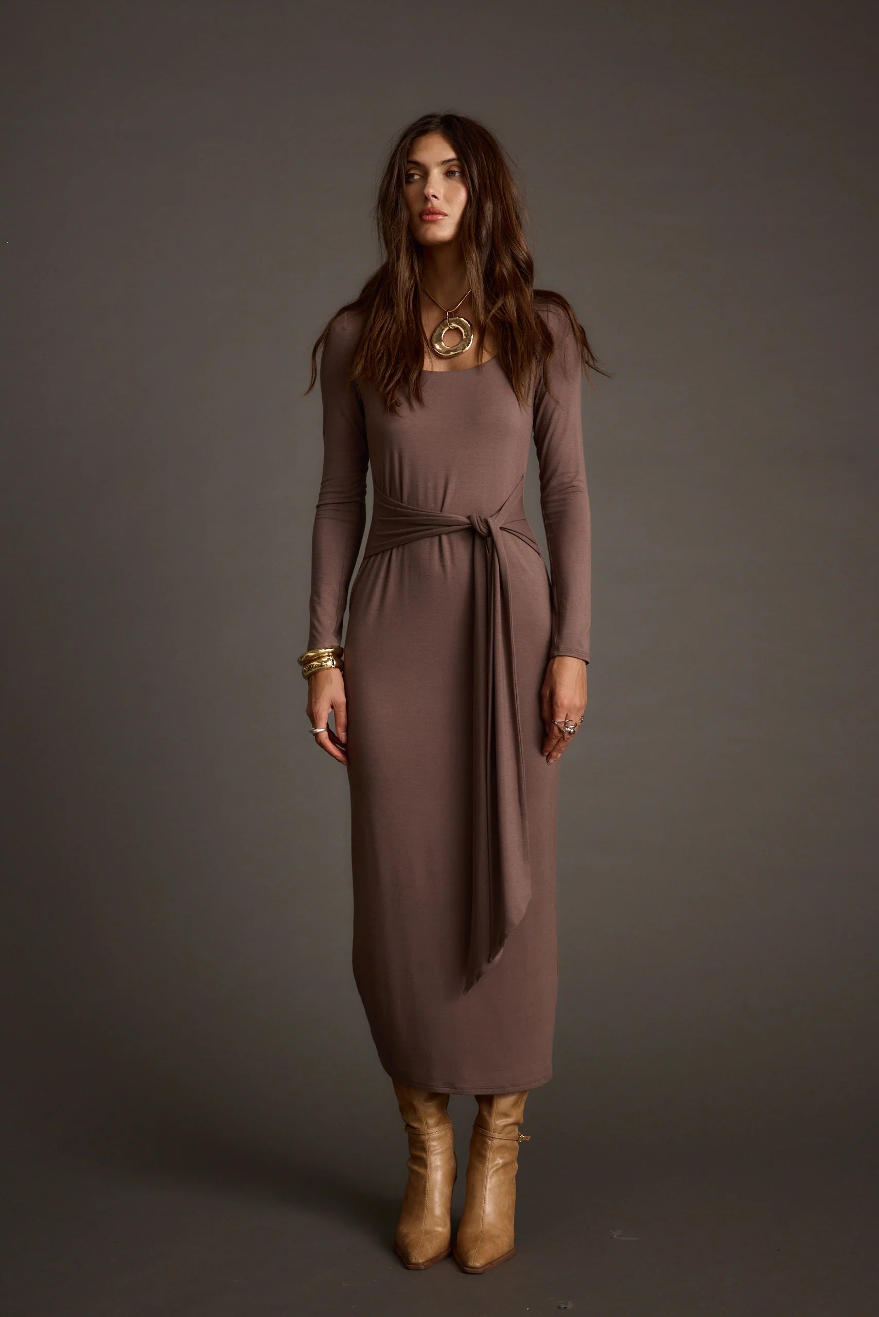 Giavana Dark Taupe Maxi Dress