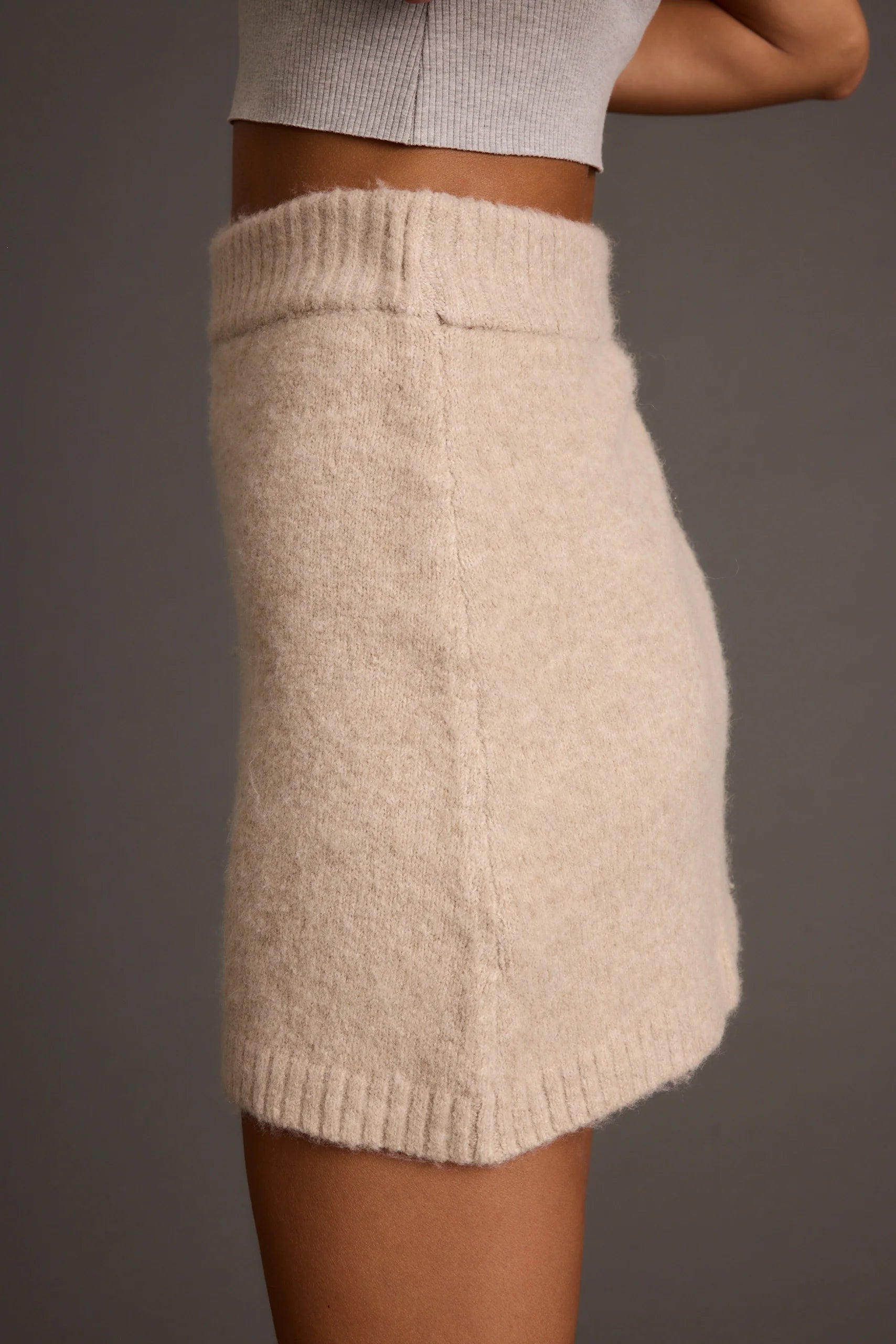 Cedar Oatmeal Sweater Mini Skirt